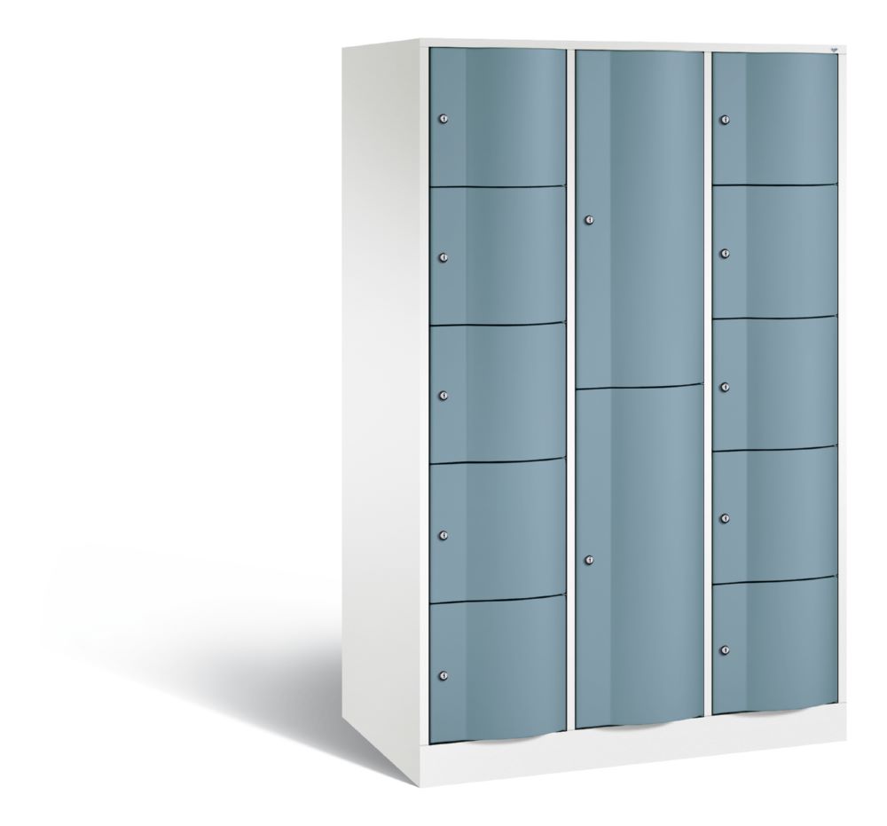 Produktbild C+P Schließfachschrank Resisto 12 Fächer 1950 x 1148 x 640 mm weiß horizontblau