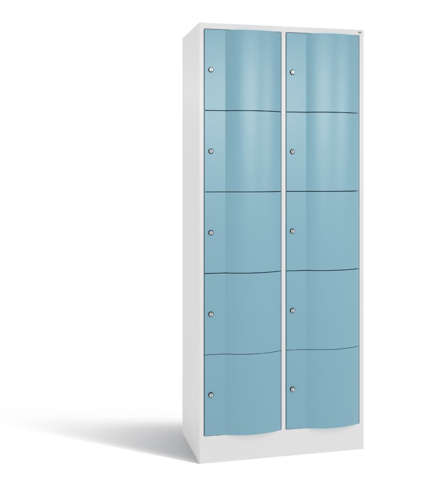 Produktbild C+P Schließfachschrank Resisto 10 Fächer 1950 x 772 x 540 mm weiß horizontblau