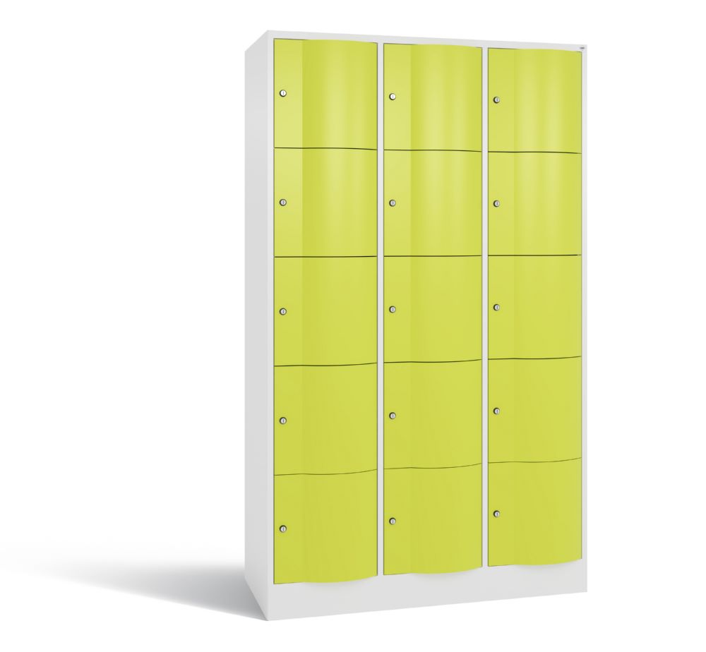 Produktbild C+P Schließfachschrank Resisto 15 Fächer 1950 x 1148 x 540 mm weiß viridingrün