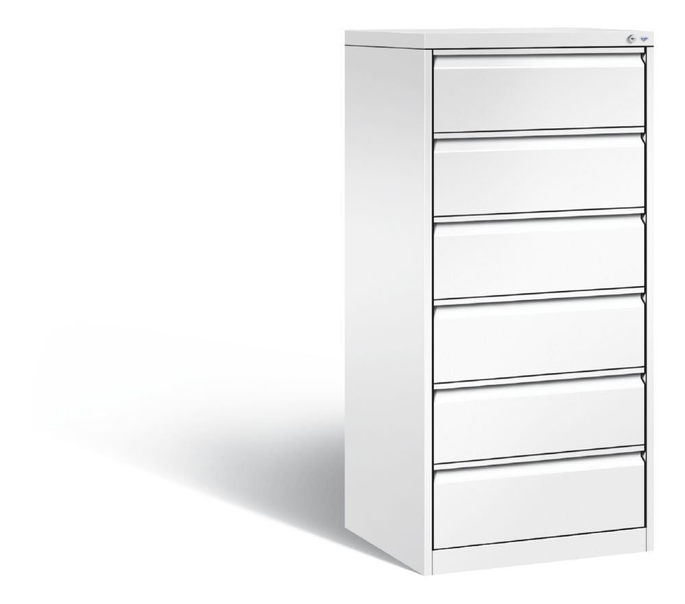 Produktbild C+P Stahl Schubladenschrank Acurado 6 Schubladen in weiß 553 x 590 x 1357 mm bild 1