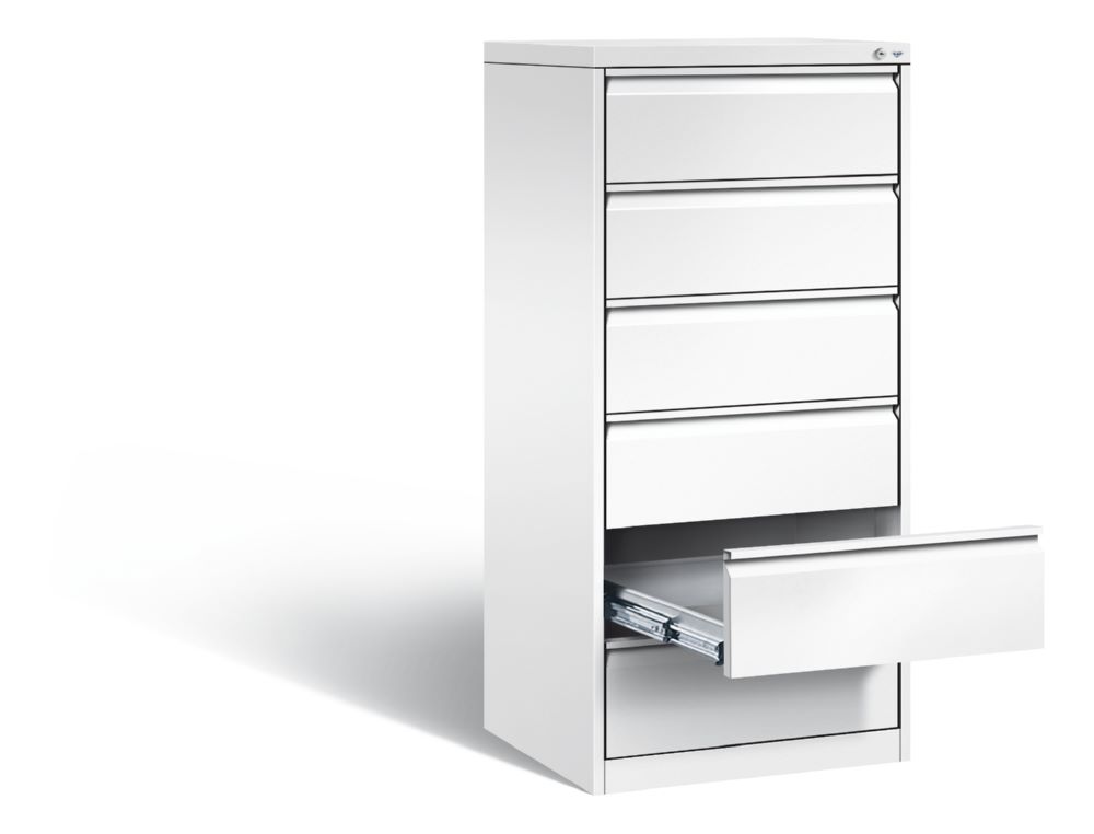 Produktbild C+P Stahl Schubladenschrank Acurado 6 Schubladen in weiß 553 x 590 x 1357 mm bild 2