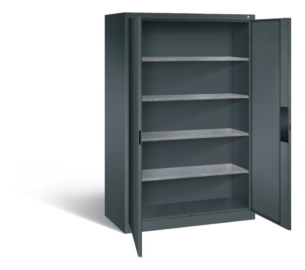 Produktbild C+P Stahl Schwerlastschrank bis 110 kg Flügeltüren in anthrazit 1200 x 600 x 1950 mm bild 2