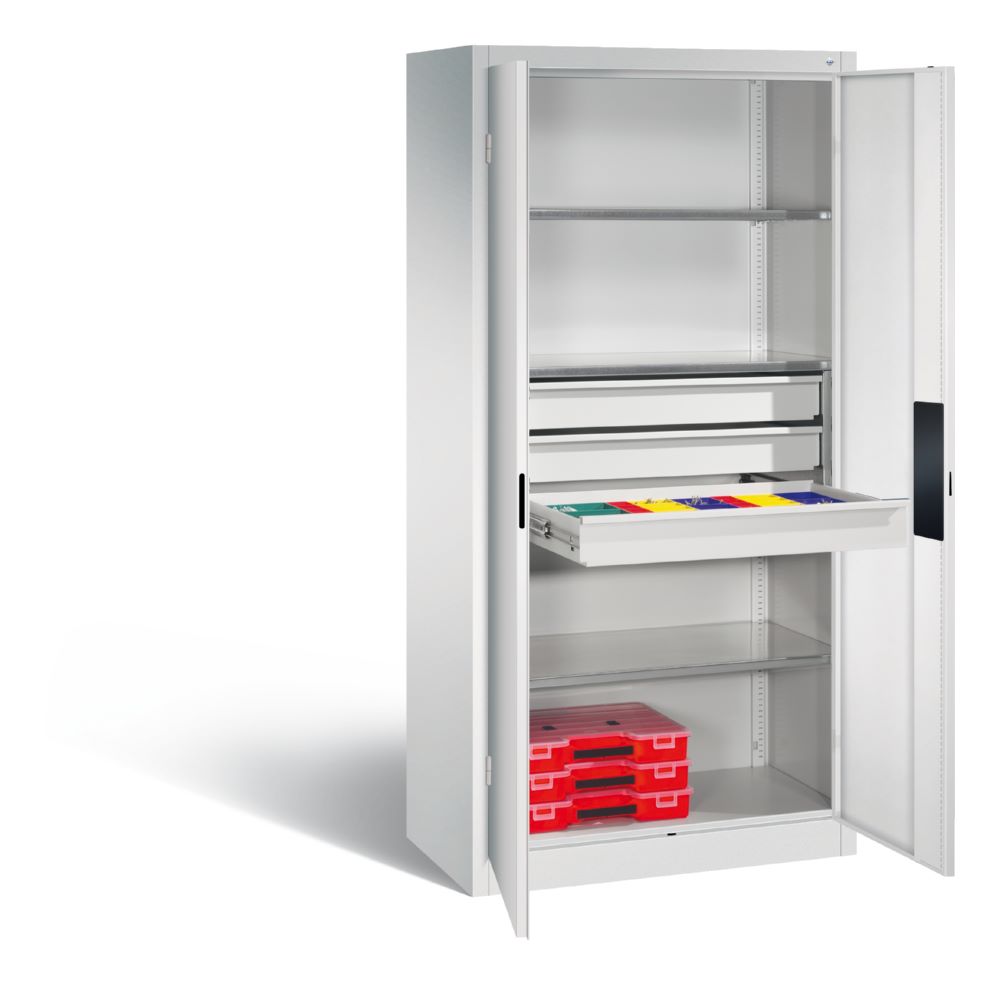 Produktbild C+P Schwerlastschrank mit Schubladen Stahltüren in lichtgrau 930 x 500 x 1950 mm bild 3