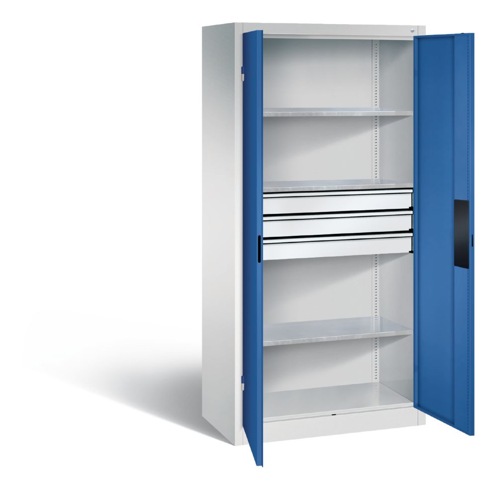 Produktbild C+P Schwerlastschrank mit Schubladen Stahltüren in enzianblau 930 x 500 x 1950 mm bild 2