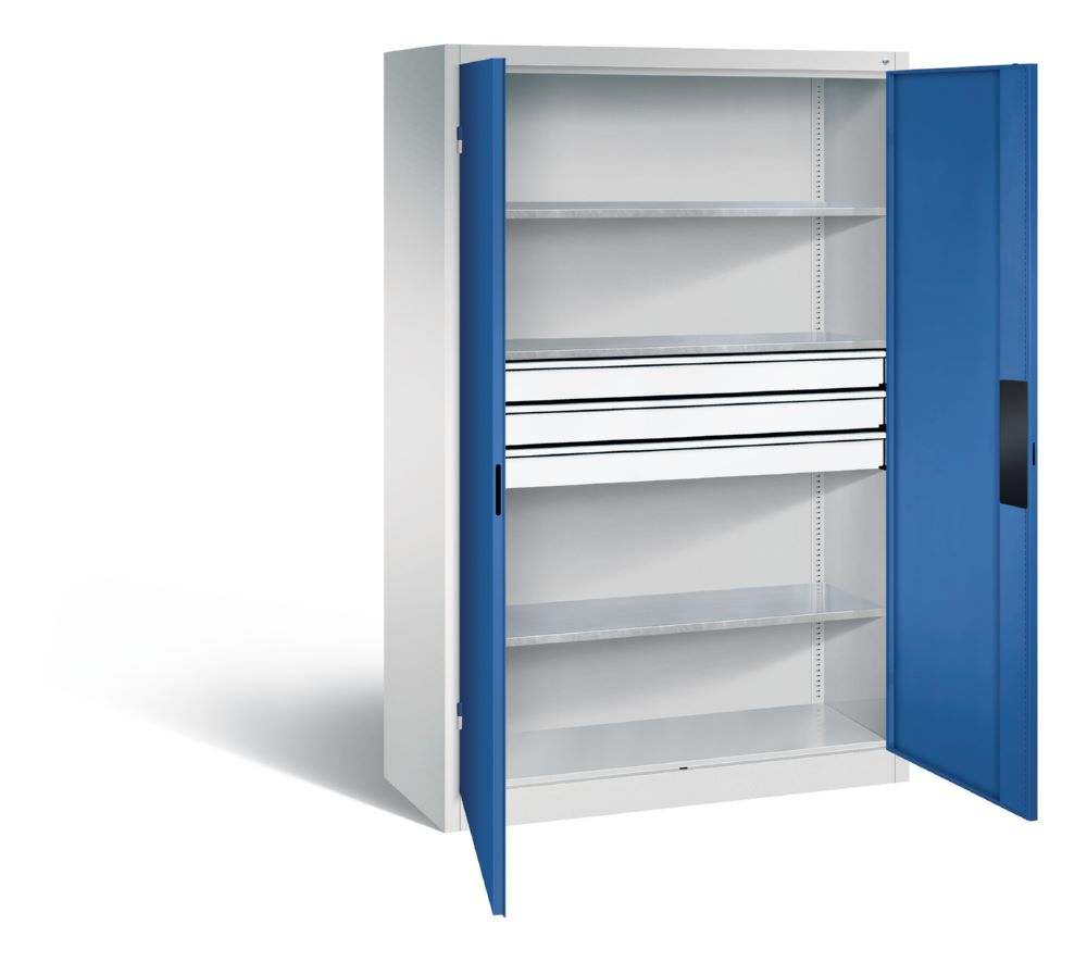 Produktbild C+P Schwerlastschrank mit Schubladen 1950 x 1200 x 500 mm lichtgrau enzianblau bild 2