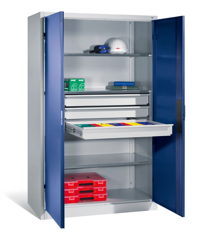 Produktbild C+P Schwerlastschrank mit Schubladen 1950 x 1200 x 500 mm lichtgrau enzianblau bild 3