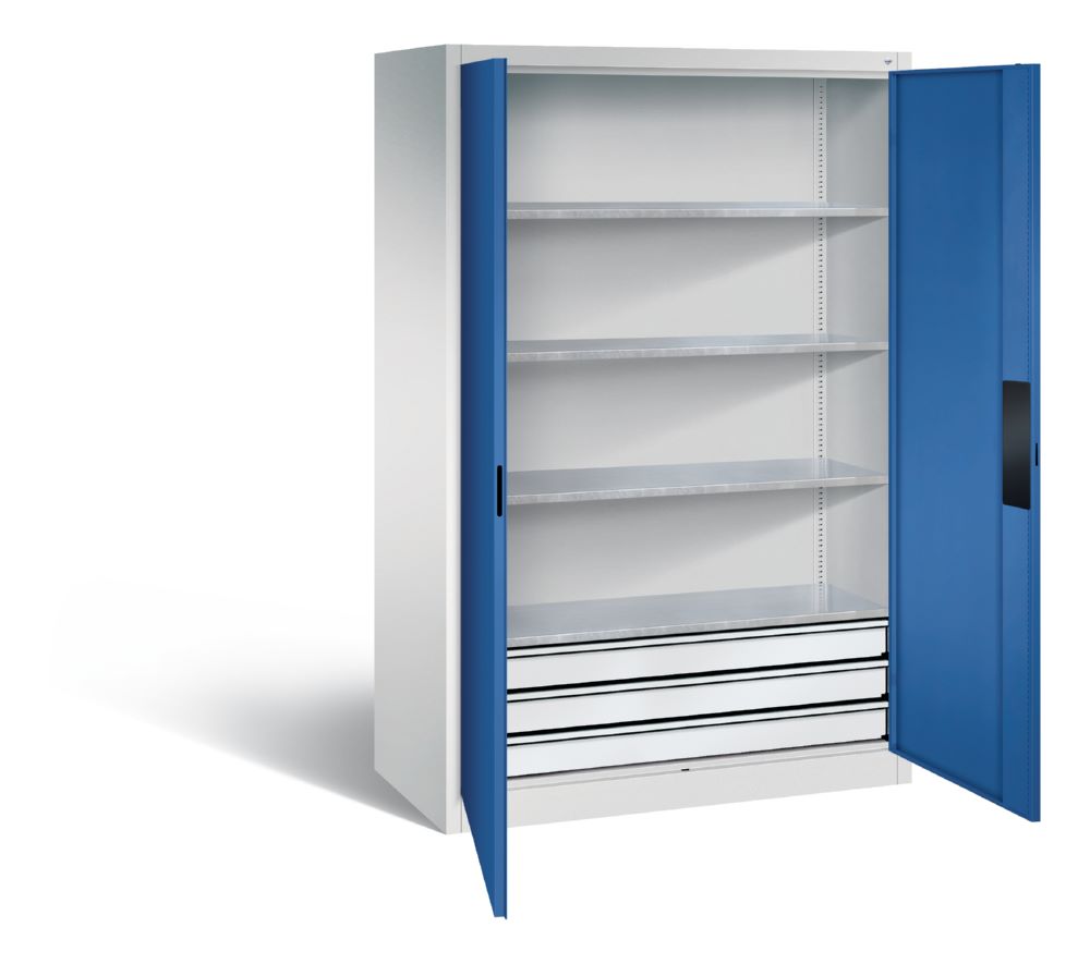Produktbild C+P Schwerlastschrank Serie 89 mit Schubladen 1950 x 1200 x 600 mm lichtgrau enzianb bild 2