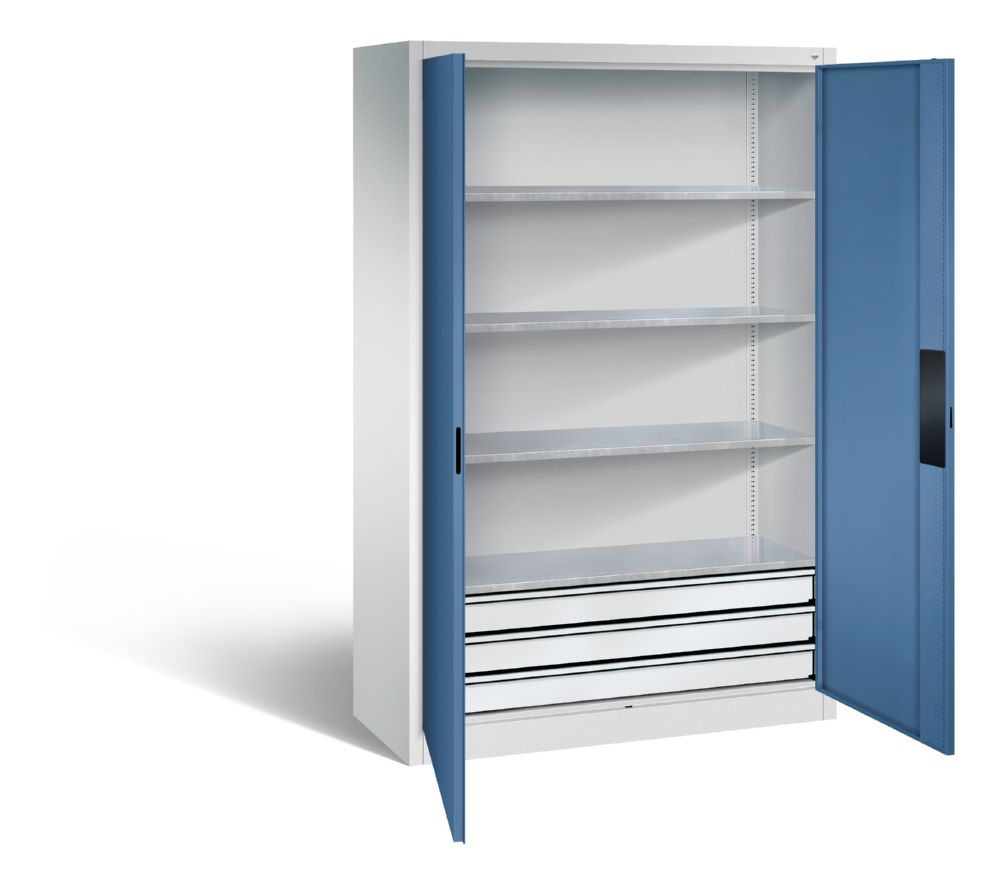 Produktbild C+P Schwerlastschrank mit Schubladen 1950 x 1200 x 500 mm lichtgrau fernblau bild 2