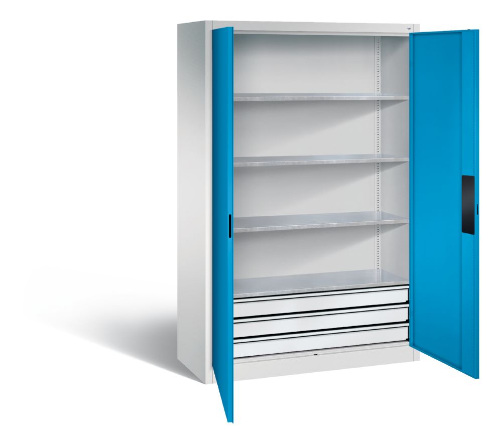 Produktbild C+P Schwerlastschrank mit Schubladen 1950 x 1200 x 500 mm lichtgrau lichtblau bild 2