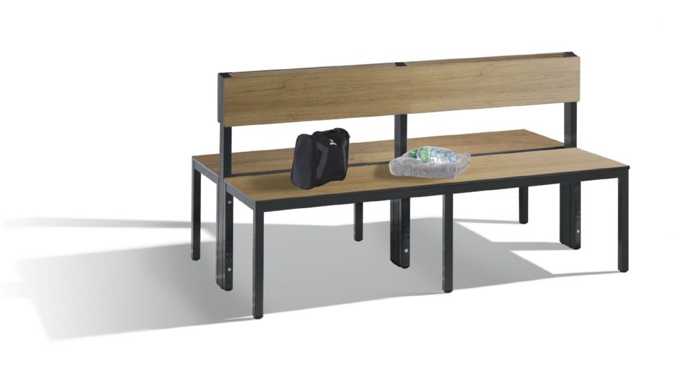 Produktbild C+P Sitzbank 2-seitig Feuchtraum 796 x 1500 x 760 mm schwarzgrau HPL eiche bild 3