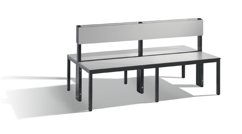 Produktbild C+P Sitzbank 2-seitig Feuchtraum 796 x 1500 x 760 mm schwarzgrau HPL grau