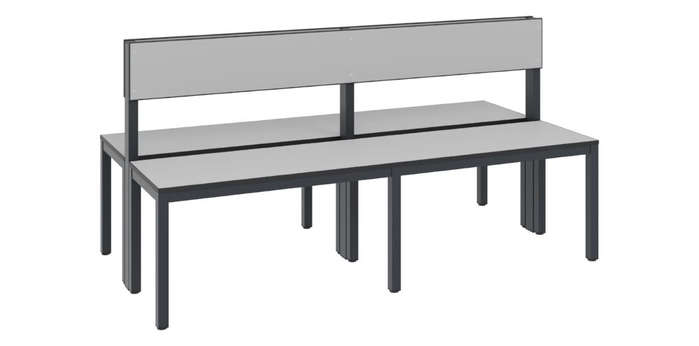 Produktbild C+P Sitzbank 2-seitig Feuchtraum 796 x 1500 x 760 mm schwarzgrau HPL grau bild 2
