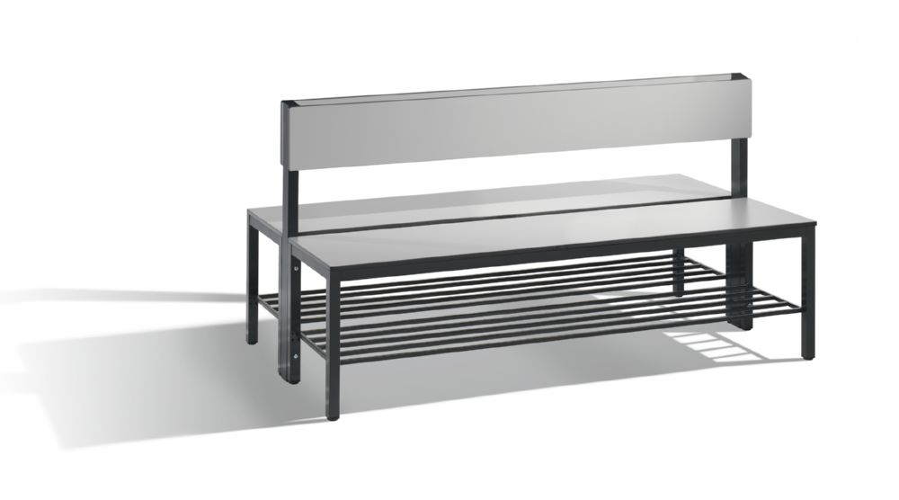 Produktbild C+P Sitzbank 2-seitig Feuchtraum 796 x 1500 x 760 mm schwarzgrau HPL grau