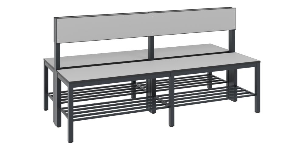 Produktbild C+P Sitzbank 2-seitig Feuchtraum 796 x 1500 x 760 mm schwarzgrau HPL grau bild 2