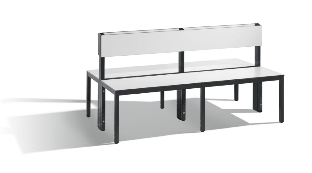Produktbild C+P Sitzbank 2-seitig Feuchtraum 796 x 1500 x 760 mm schwarzgrau HPL weiß