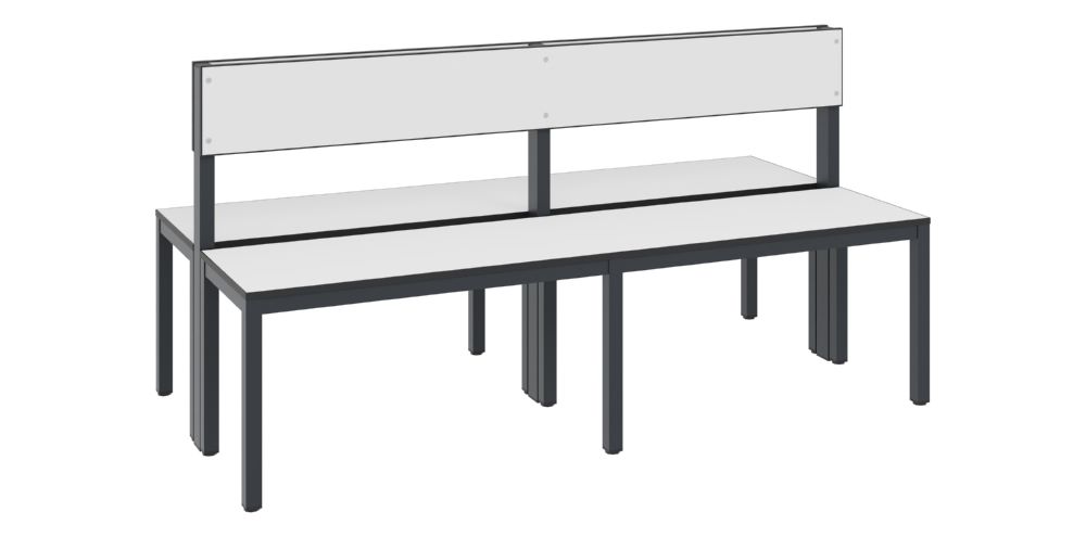 Produktbild C+P Sitzbank 2-seitig Feuchtraum 796 x 1500 x 760 mm schwarzgrau HPL weiß bild 2
