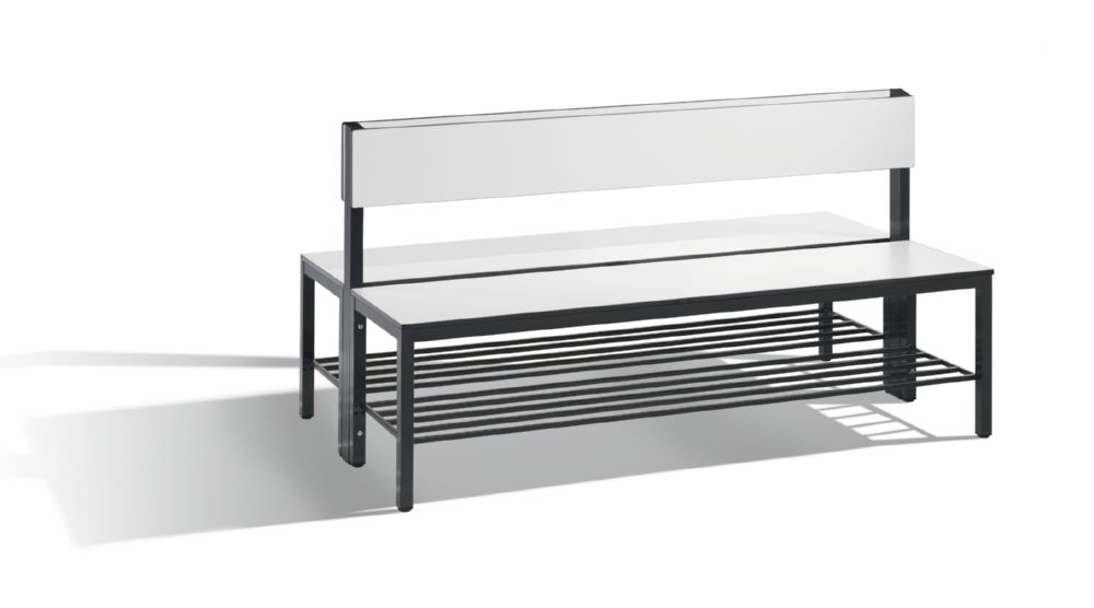 Produktbild C+P Sitzbank 2-seitig Feuchtraum 796 x 1500 x 760 mm schwarzgrau HPL weiß