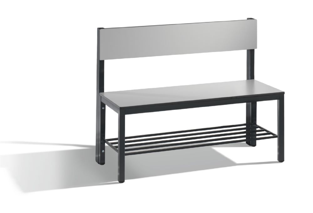 Produktbild C+P Sitzbank mit Rückenlehne schwarzgrau HPL grau 1000 x 407 x 796 mm