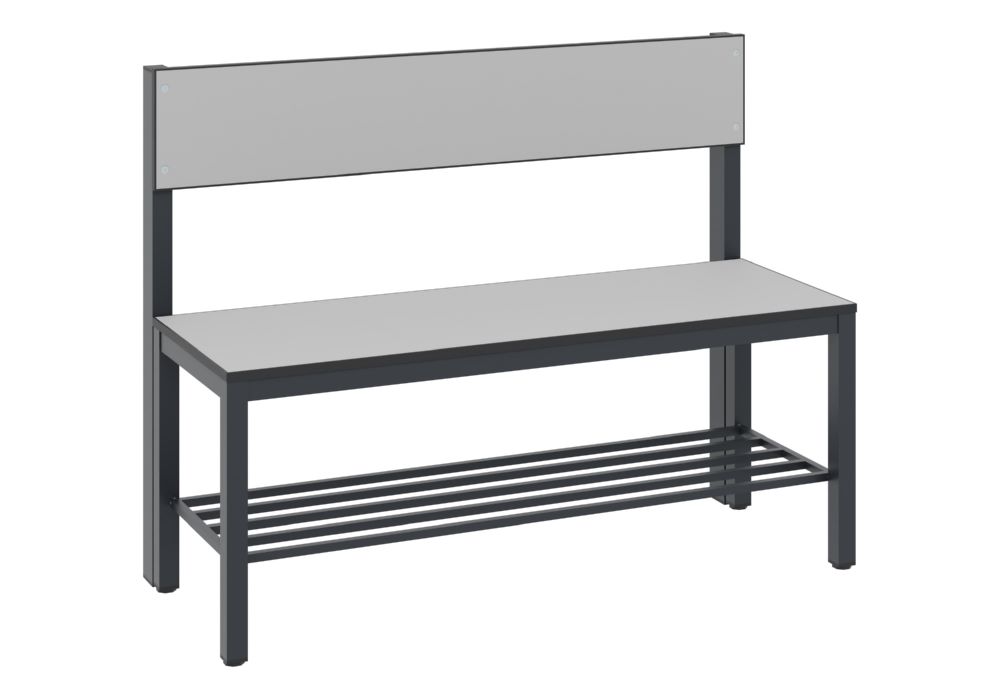 Produktbild C+P Sitzbank mit Rückenlehne schwarzgrau HPL grau 1000 x 407 x 796 mm bild 2