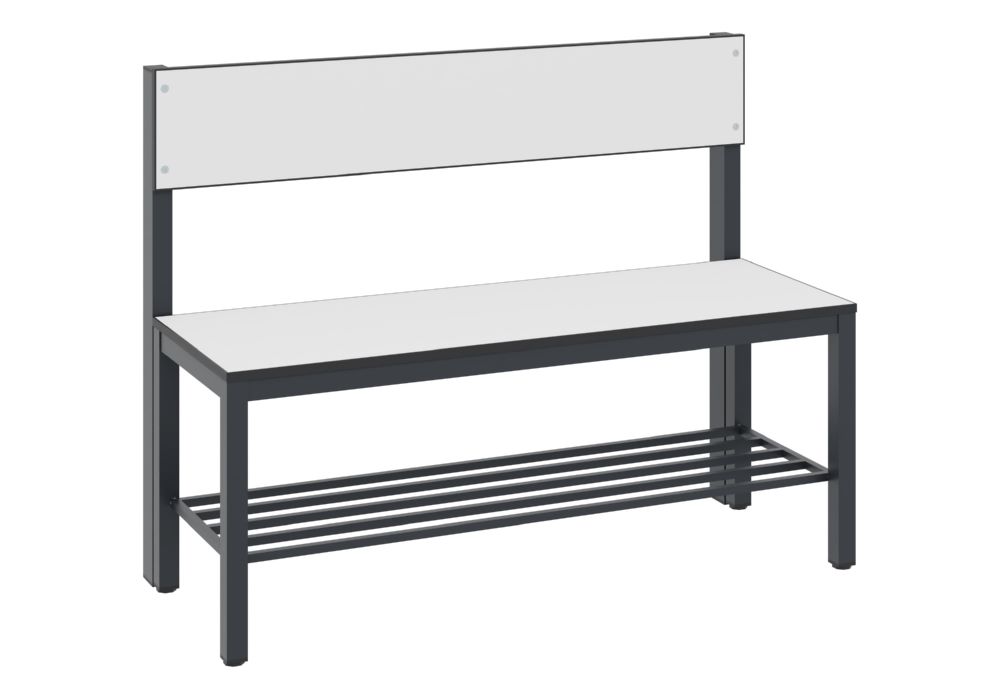 Produktbild C+P Sitzbank mit Rückenlehne schwarzgrau HPL weiß 1000 x 407 x 796 mm bild 2
