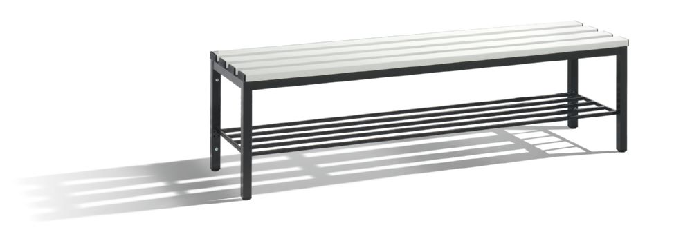 Produktbild C+P Sitzbank aus Kunststofflatten in lichtgrau 1500 x 350 x 420 mm