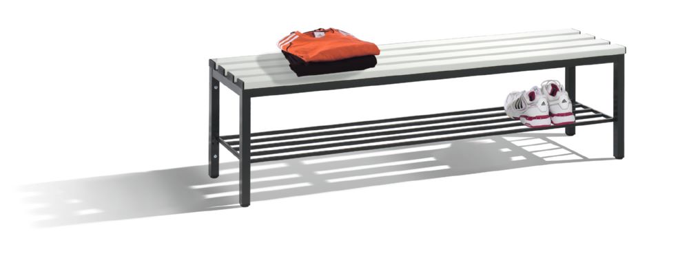 Produktbild C+P Sitzbank aus Kunststofflatten in lichtgrau 1500 x 350 x 420 mm bild 2