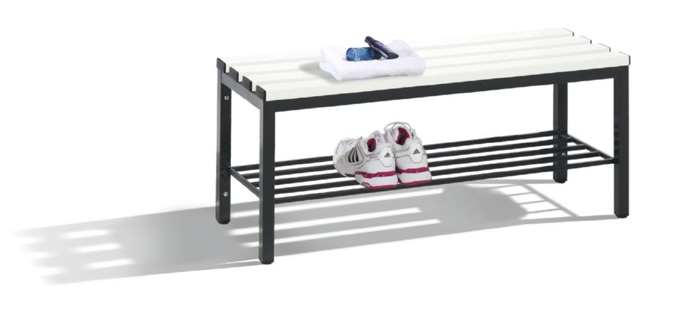 Produktbild C+P Sitzbank Umkleidebank schwarzgrau reinweiß 1000 x 350 x 420 mm bild 2