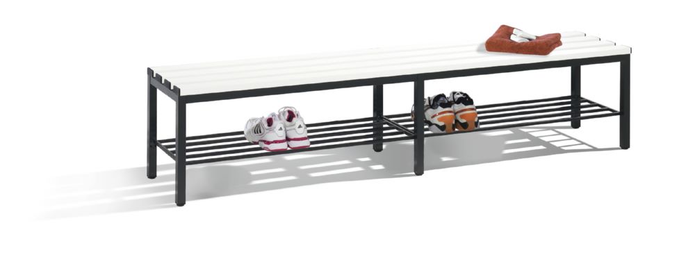 Produktbild C+P Sitzbank freistehend schwarzgrau reinweiß 1960 x 350 x 420 mm bild 2