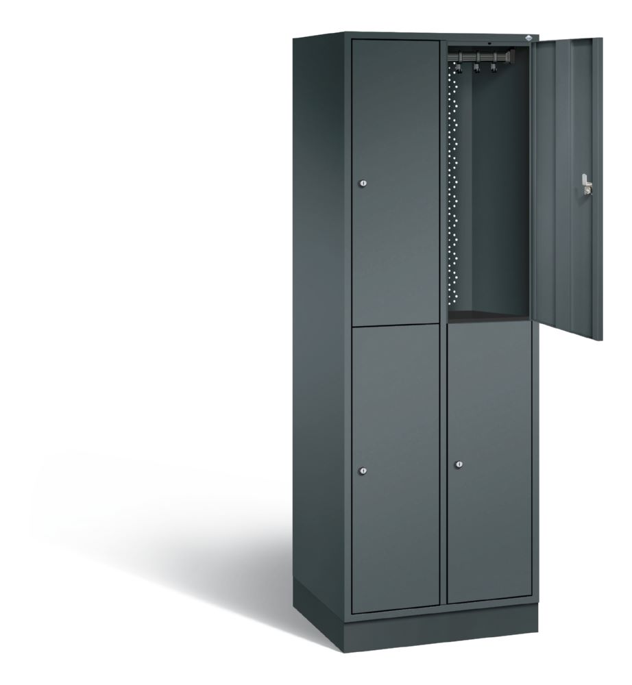 Produktbild C+P Spind doppelstöckig Intro 4 Fächer in dunkelgrau 620 x 490 x 1950 mm bild 2