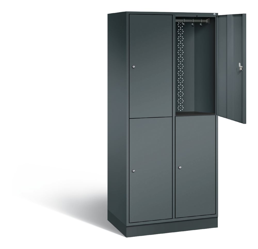 Produktbild C+P Garderobenspind doppelstöckig Intro 2 Abteile 1950 x 820 x 490 mm anthrazit bild 2
