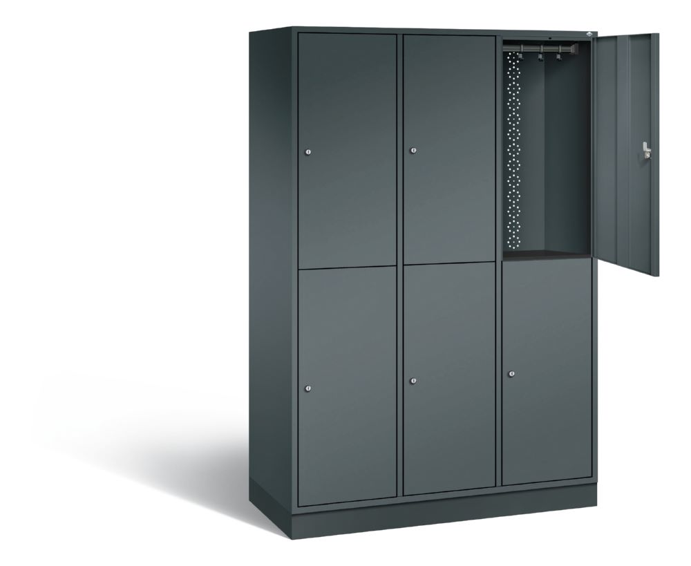 Produktbild C+P Garderobenspind doppelstöckig Intro 3 Abteile 1950 x 1220 x 490 mm anthrazit bild 2