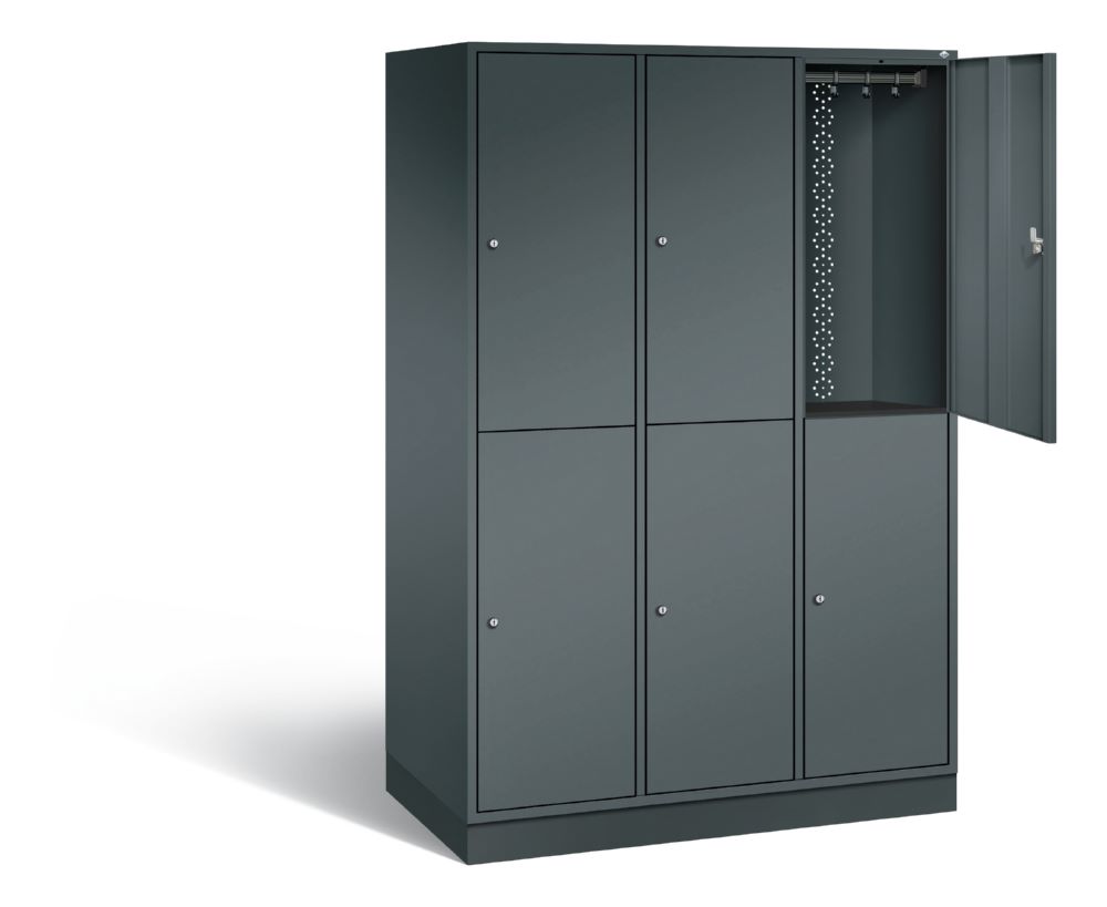 Produktbild C+P Garderobenschrank Intro XL  3 Abteile 1950 x 1220 x 590 mm anthrazit bild 2