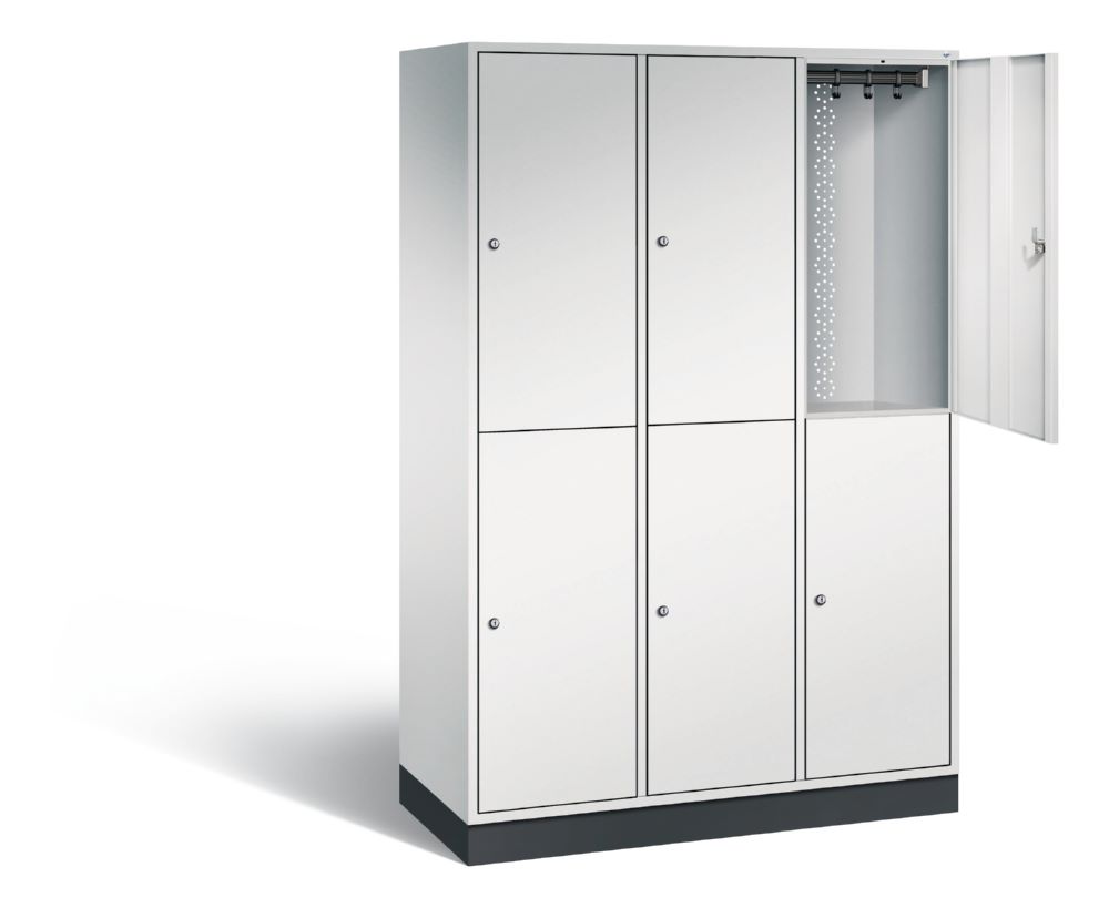 Produktbild C+P Garderobenspind doppelstöckig Intro 3 Abteile 1950 x 1220 x 490 mm lichtgrau bild 2