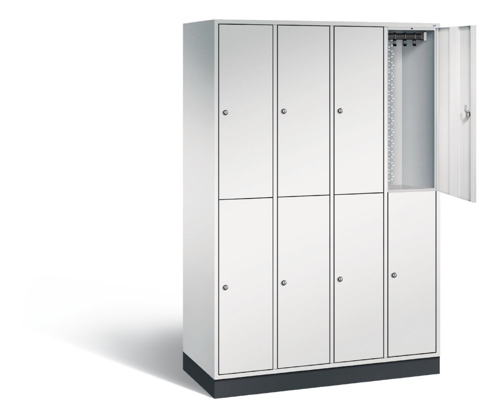 Produktbild C+P Spind doppelstöckig Intro 4 Abteile 1950 x 1220 x 490 mm in lichtgrau bild 2