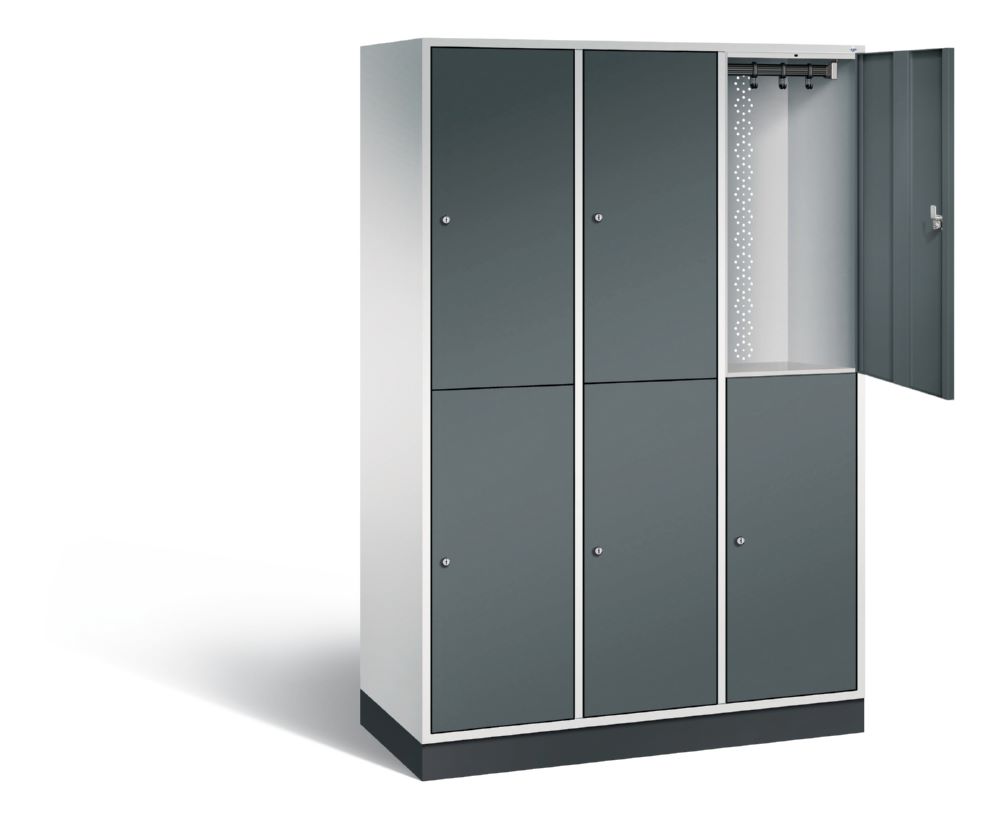 Produktbild C+P Garderobenspind doppelstöckig Intro 1950 x 1220 x 490 mm lichtgrau anthrazit bild 2
