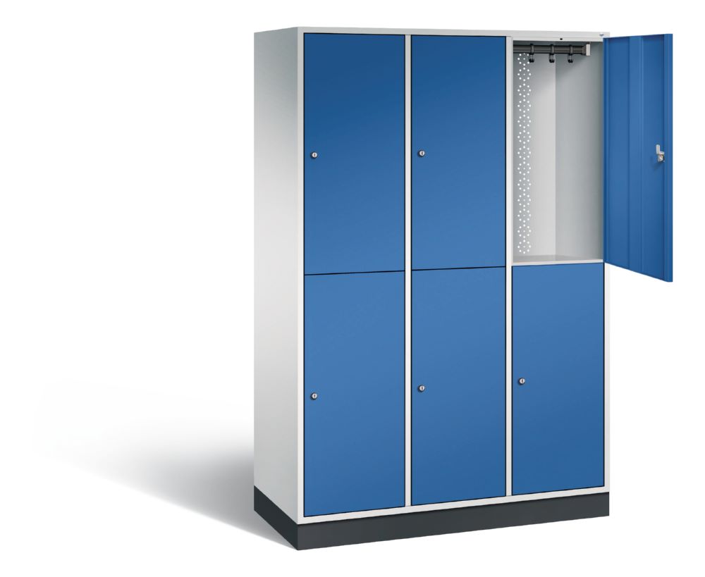Produktbild C+P Garderobenspind doppelstöckig Intro 1950 x 1220 x 490 mm lichtgrau enzianblau bild 2