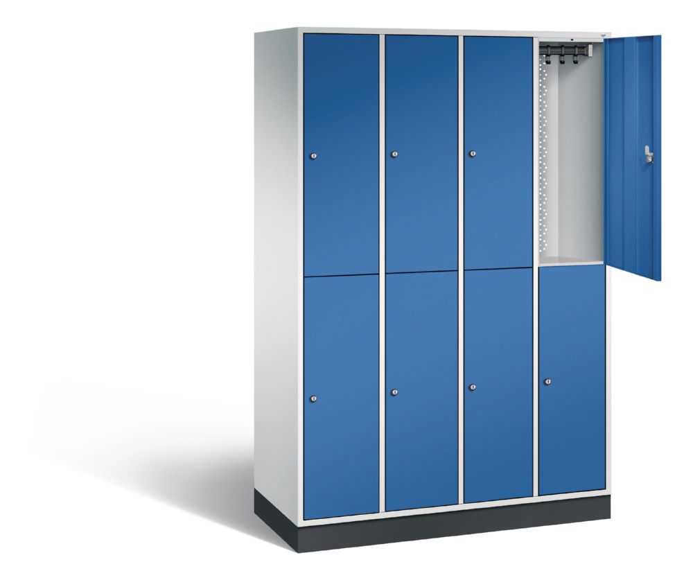Produktbild C+P Spind doppelstöckig Intro 4 Abteile 1950 x 1220 x 490 mm lichtgrau enzianblau bild 2