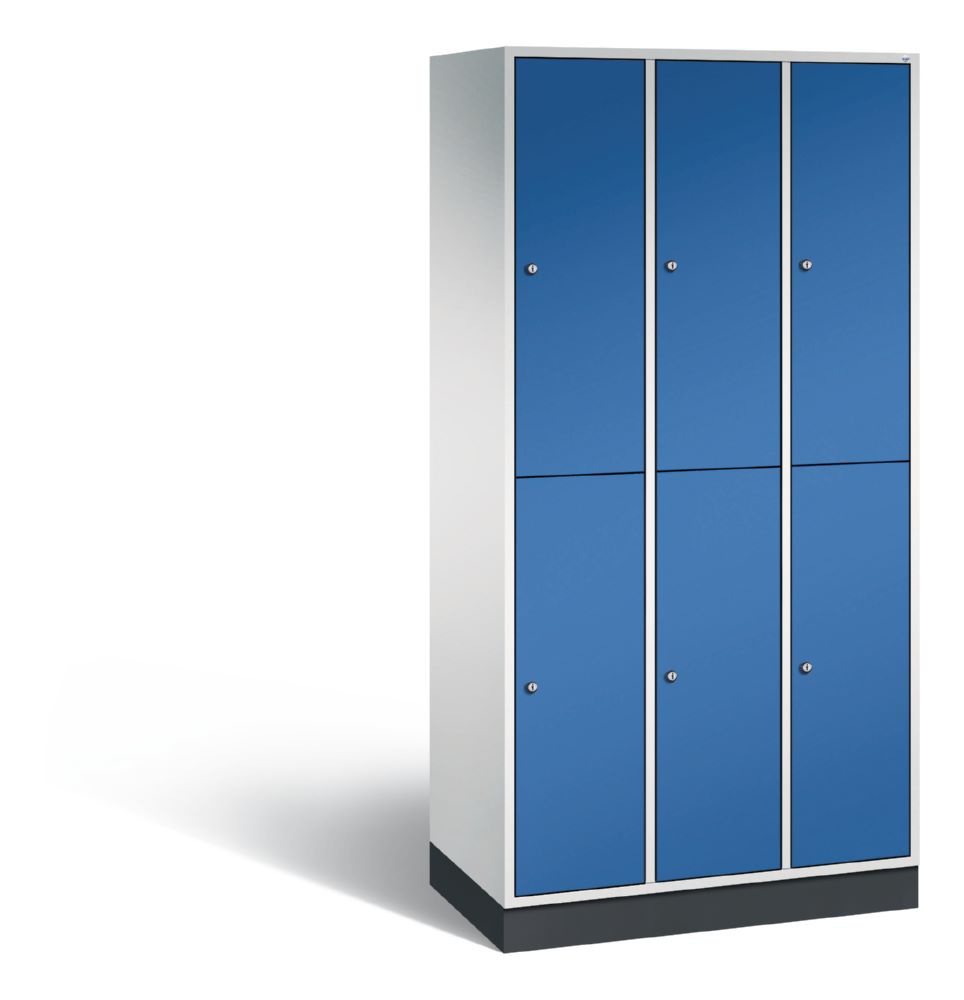 Produktbild C+P Garderobenspind doppelstöckig Intro 1950 x 920 x 490 mm lichtgrau enzianblau