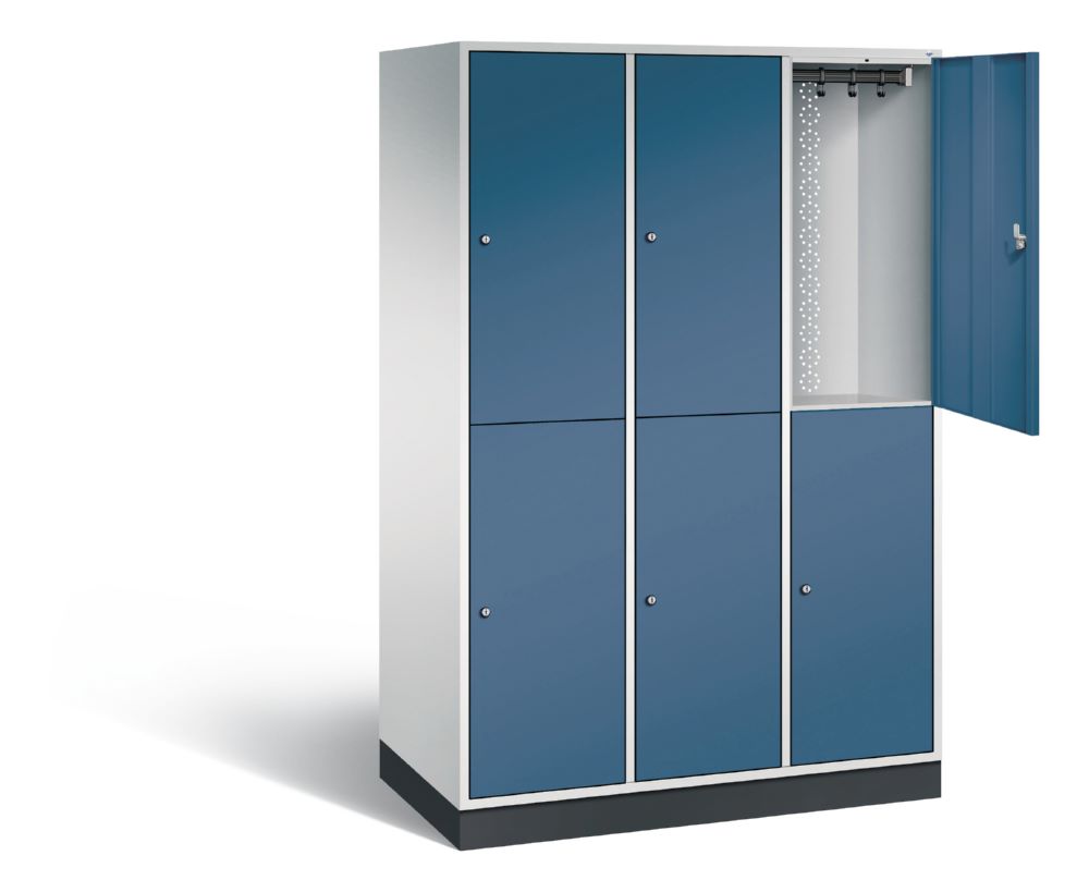 Produktbild C+P Garderobenschrank Intro XL 3 Abteile 1950 x 1220 x 590 mm lichtgrau fernblau bild 2