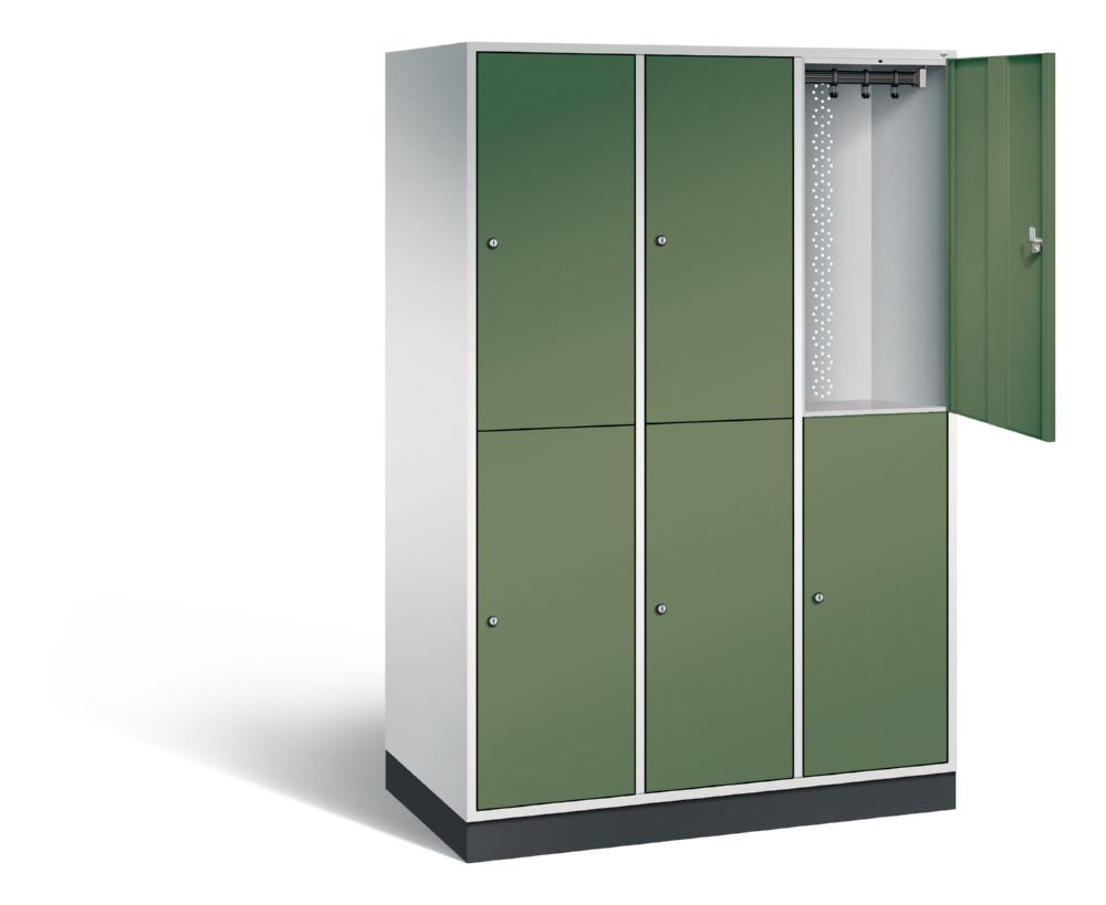 Produktbild C+P Garderobenschrank Intro 3 Abteile 1950 x 1220 x 590 mm lichtgrau resedagrün bild 2