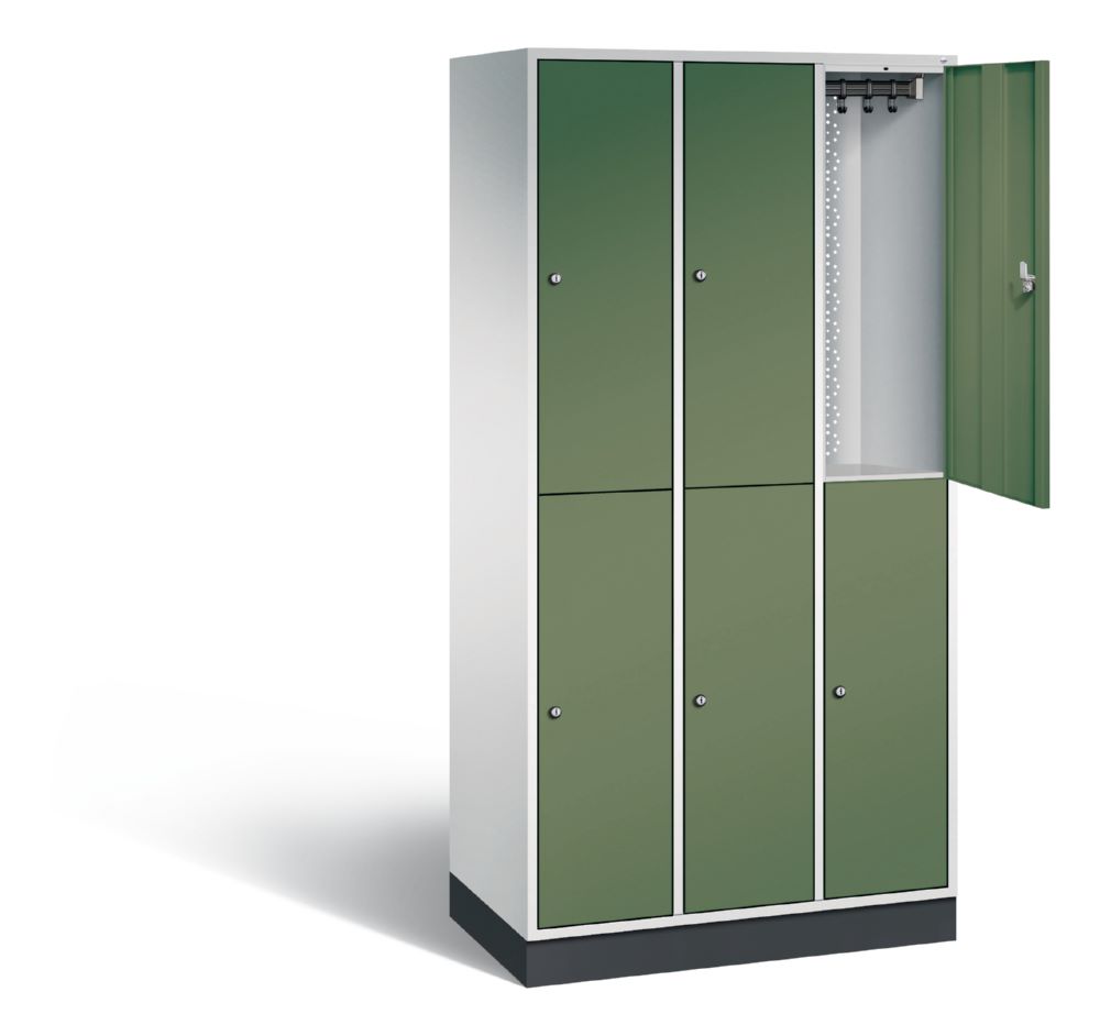 Produktbild C+P Garderobenspind doppelstöckig Intro 1950 x 920 x 490 mm lichtgrau resedagrün bild 2