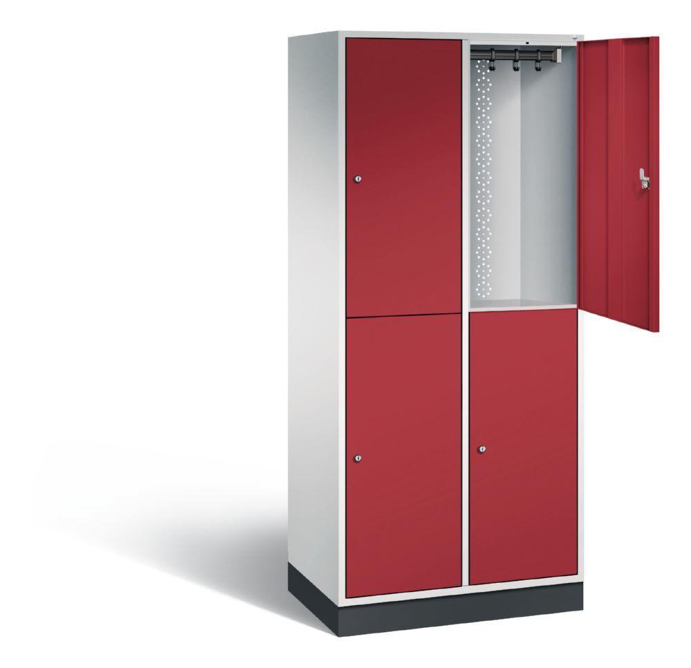 Produktbild C+P Garderobenspind doppelstöckig Intro 1950 x 820 x 490 mm lichtgrau rubinrot bild 2