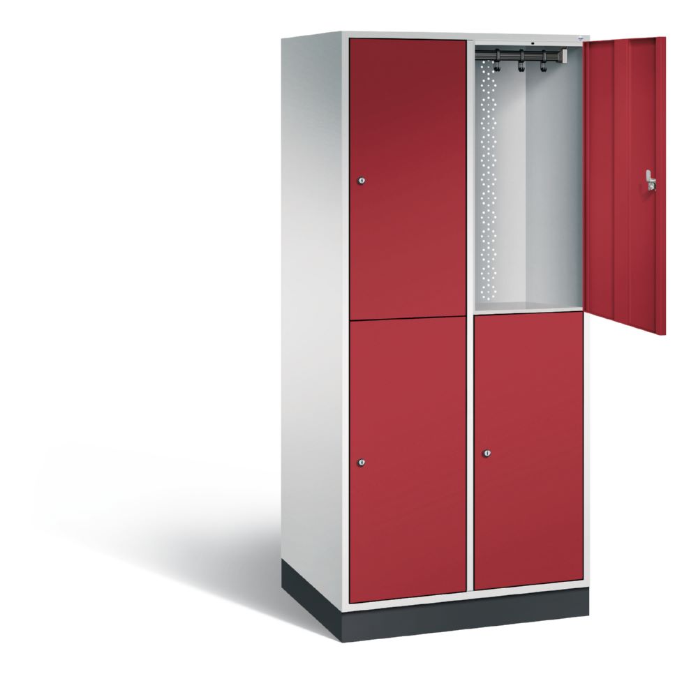 Produktbild C+P Garderobenspind doppelstöckig Intro 1950 x 820 x 590 mm lichtgrau rubinrot bild 2