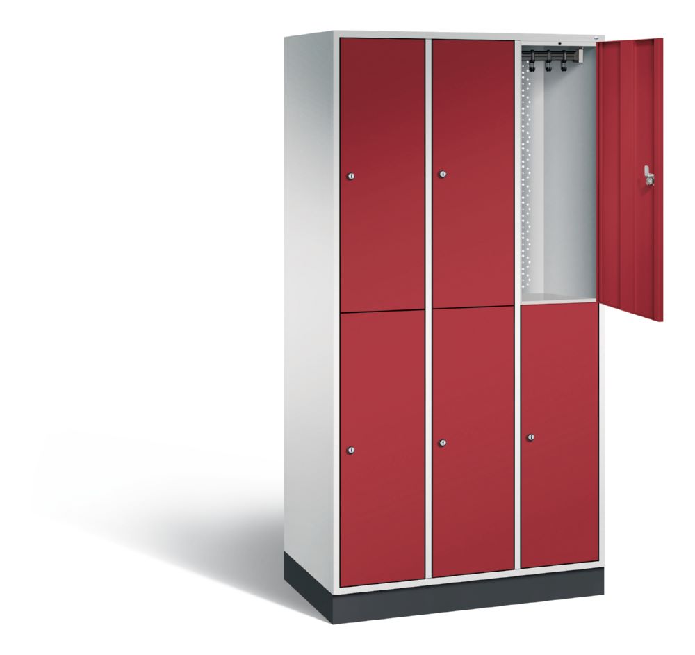 Produktbild C+P Garderobenspind doppelstöckig Intro 1950 x 920 x 490 mm lichtgrau rubinrot bild 2