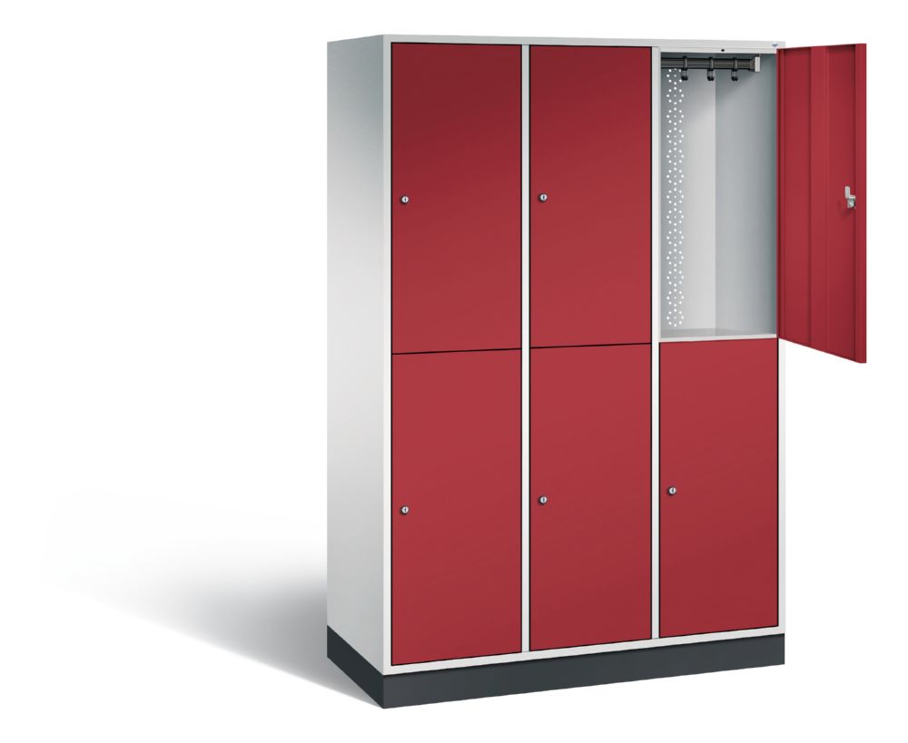Produktbild C+P Garderobenspind doppelstöckig Intro 1950 x 1220 x 490 mm lichtgrau rubinrot bild 2