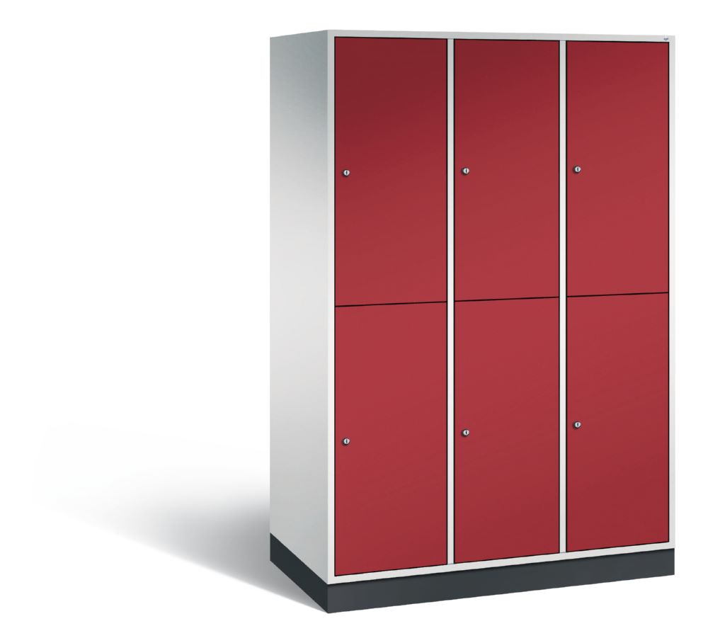 Produktbild C+P Garderobenschrank Intro XL 3 Abteile 1950 x 1220 x 590 mm lichtgrau rubinrot