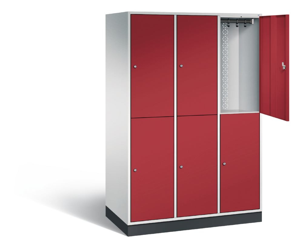 Produktbild C+P Garderobenschrank Intro XL 3 Abteile 1950 x 1220 x 590 mm lichtgrau rubinrot bild 2