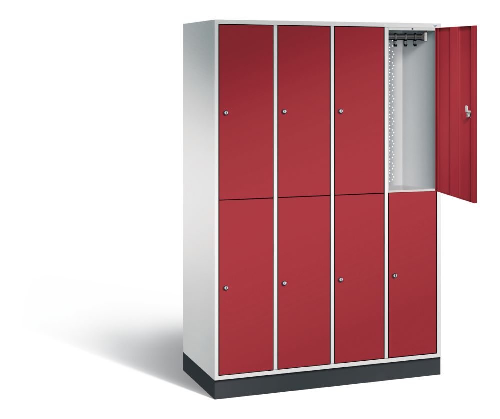 Produktbild C+P Spind doppelstöckig Intro 4 Abteile 1950 x 1220 x 490 mm lichtgrau rubinrot bild 2