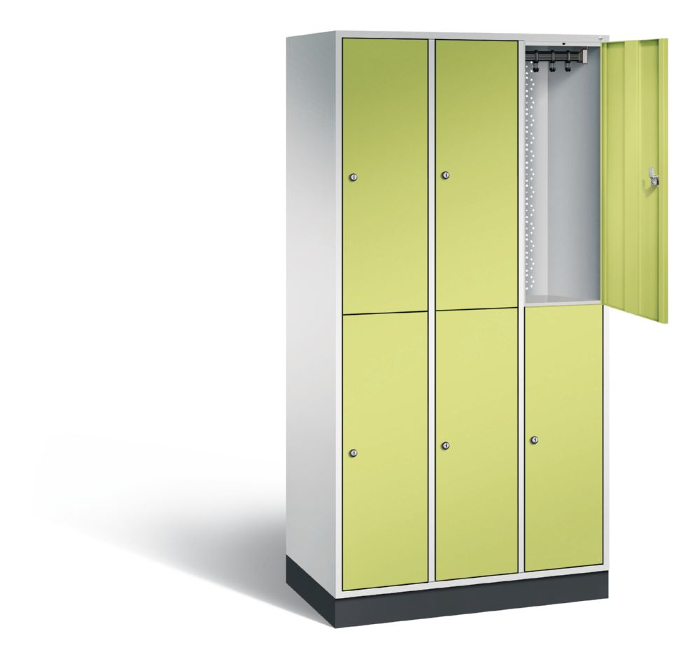 Produktbild C+P Spind doppelstöckig Intro 3 Abteile 1950 x 920 x 490 mm lichtgrau viridingrün bild 2