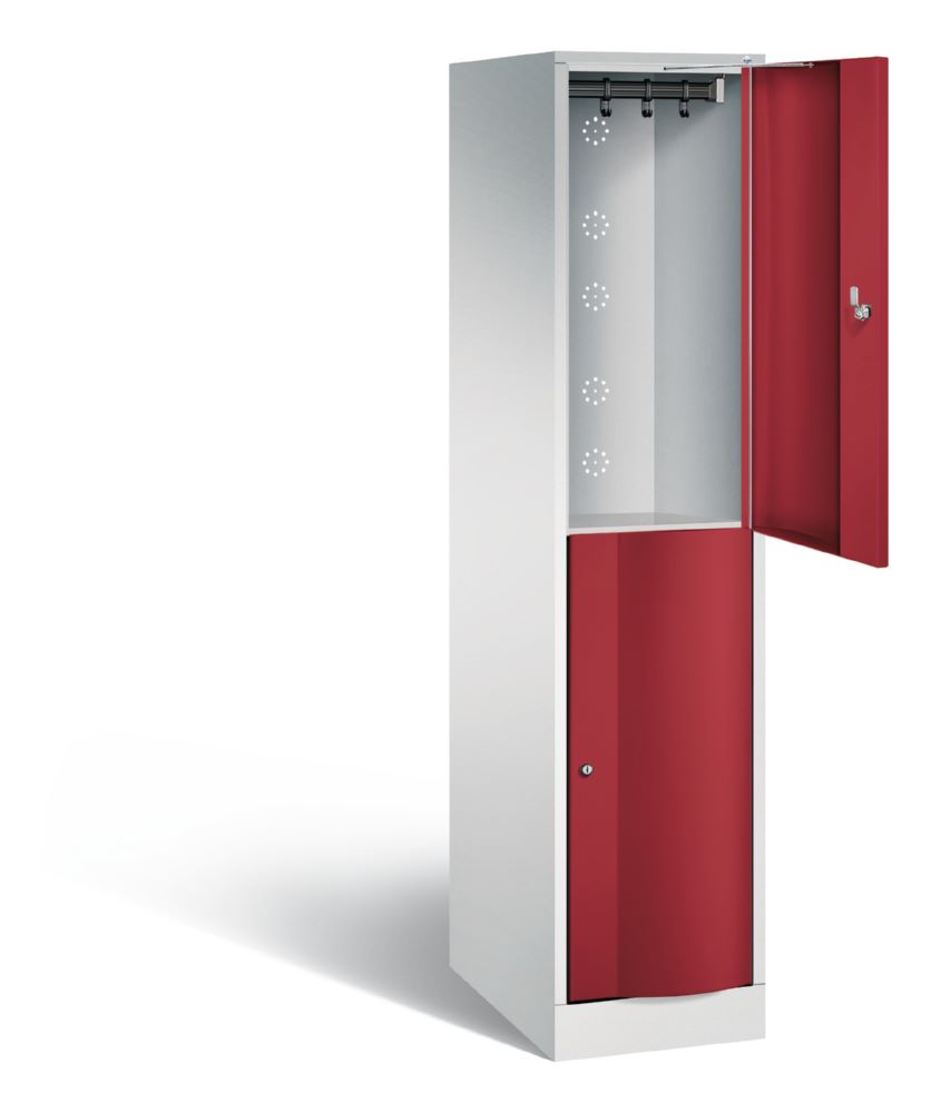 Produktbild C+P Spind doppelstöckig Resisto 1 Abteil rubinrot 396 x 640 x 1950 mm bild 2